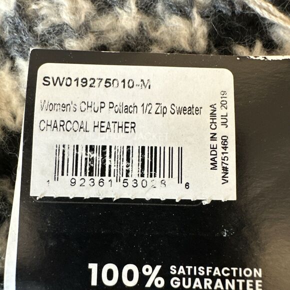 SmartWool CHUP Potlach 1/2 Zip Sweater Size M Charcoal Gray Wool Blend Aztec - Picture 9 of 10